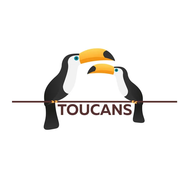Two Toucans. Animal. Bird. Vector flat illustration.