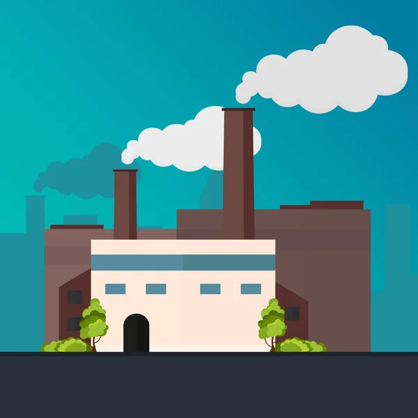 Industribyggnad fabriken. Tillverkning. Flat vektorillustration. — Stock vektor