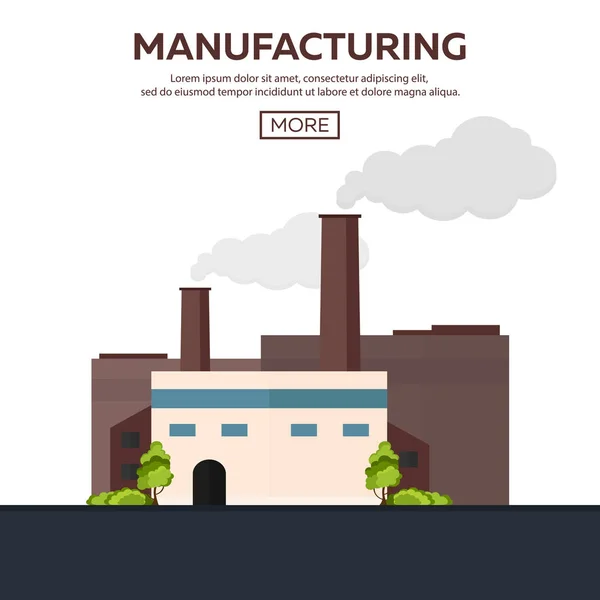 Industriebouw-fabriek. Productie. Platte vectorillustratie. — Stockvector