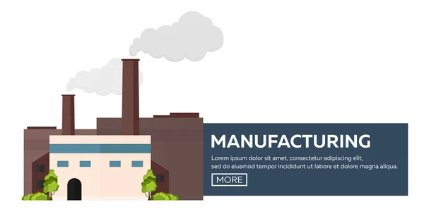 Industriebouw-fabriek. Productie. Platte vectorillustratie. — Stockvector
