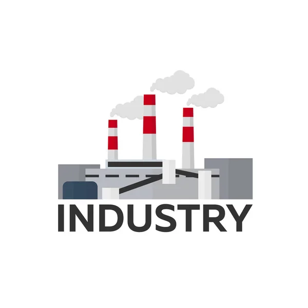 Industriebouw-fabriek. Productie. Platte vectorillustratie. — Stockvector