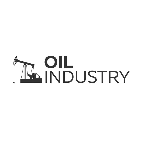 Logo industria petrolifera. Torre di prospezione olio Vettore piatto illustrazione . — Vettoriale Stock