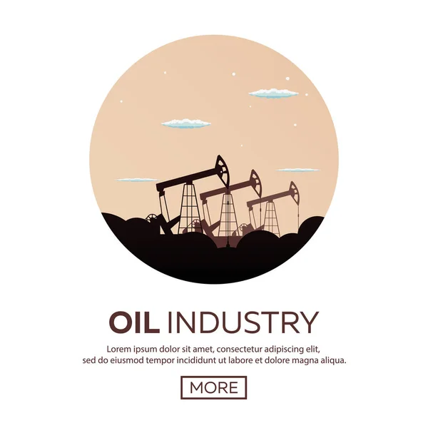 Przemysłu naftowego. Wieża oleju eksploracji wektor ilustracja płaskie. — Wektor stockowy