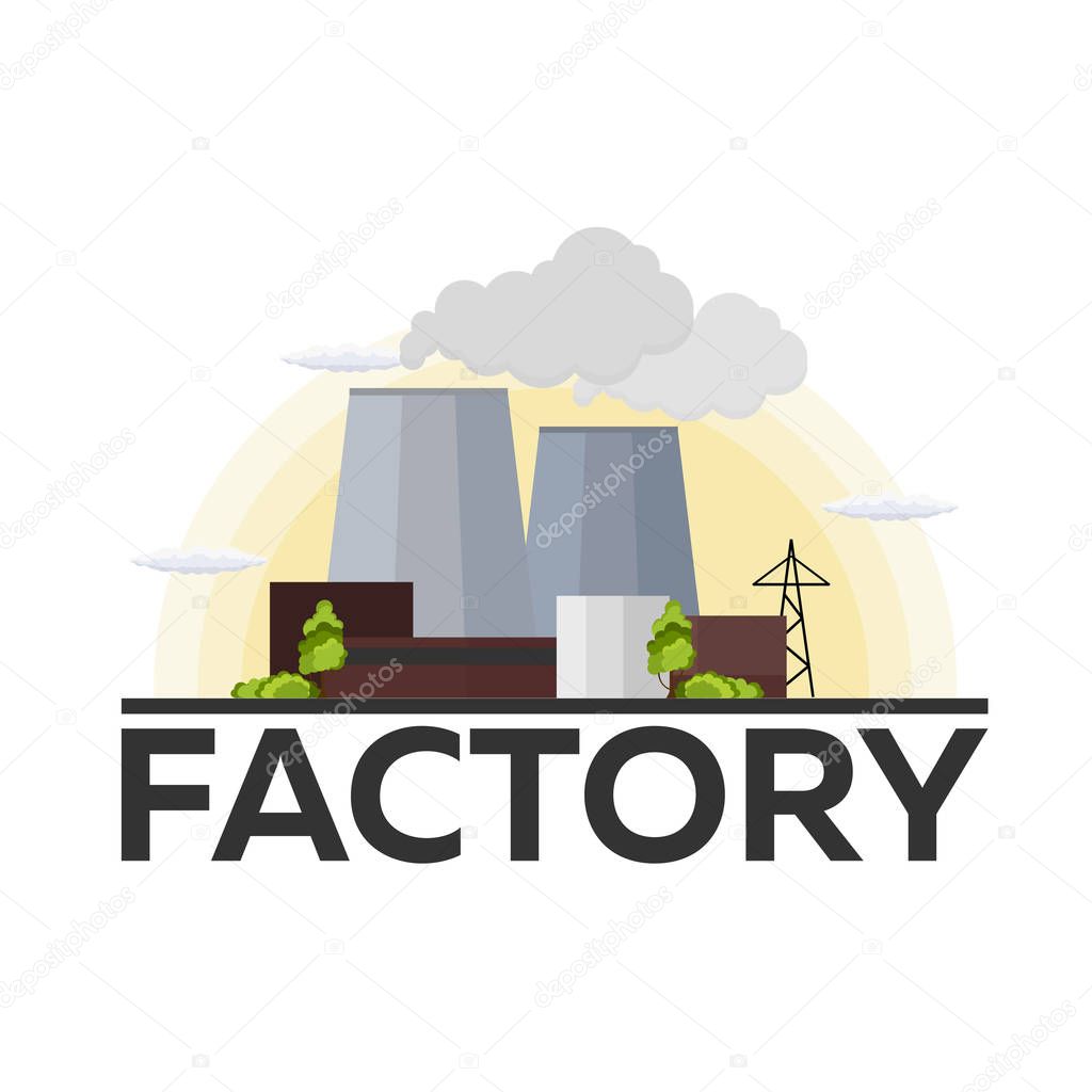 Industrial building factory. Manufacturing. Vector flat illustration.
