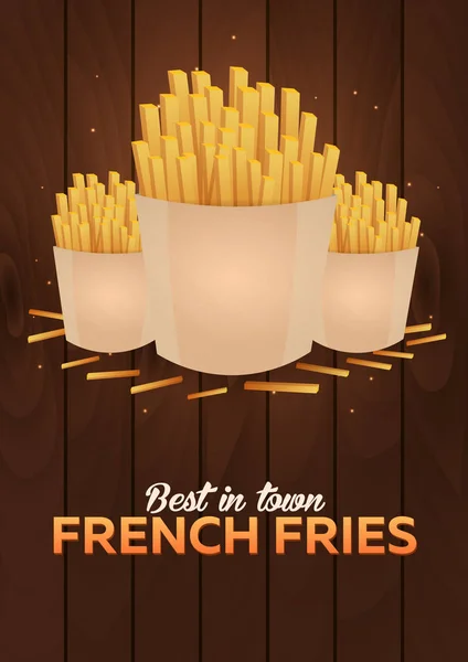 Déjeuner avec frites. Affiche de restauration rapide. Illustration vectorielle . — Image vectorielle