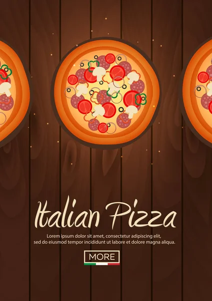 포스터 이탈리아 피자입니다. 빠른 음식입니다. 벡터 평면 그림. — 스톡 벡터