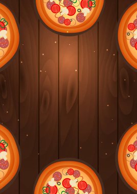 İtalyan pizza poster. Fast food. Vektör düz çizim.