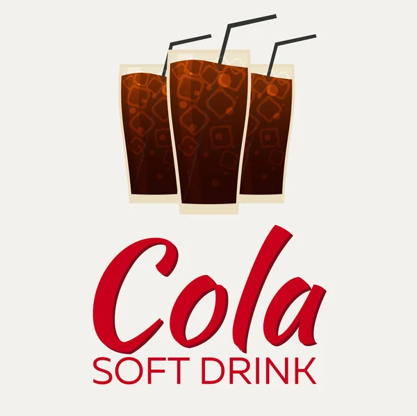 Cola Soft drink with ice. Vector flat illustration. — Stock Vector