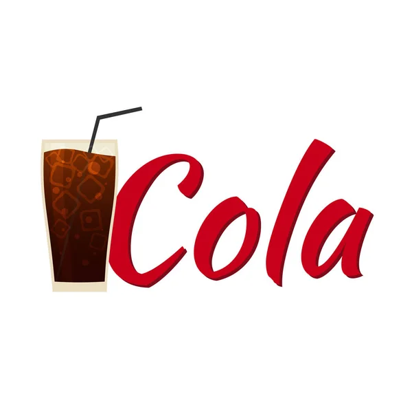 Cola Softdrink mit Eis. Vektorflache Abbildung. — Stockvektor