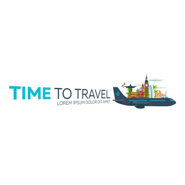 Time to travel. Travel logo. Vector flat illustration. — Stock Vector