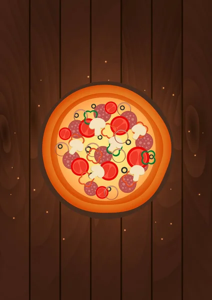 Italienisches Pizzaposter. Fast Food. Vektorflache Abbildung. — Stockvektor