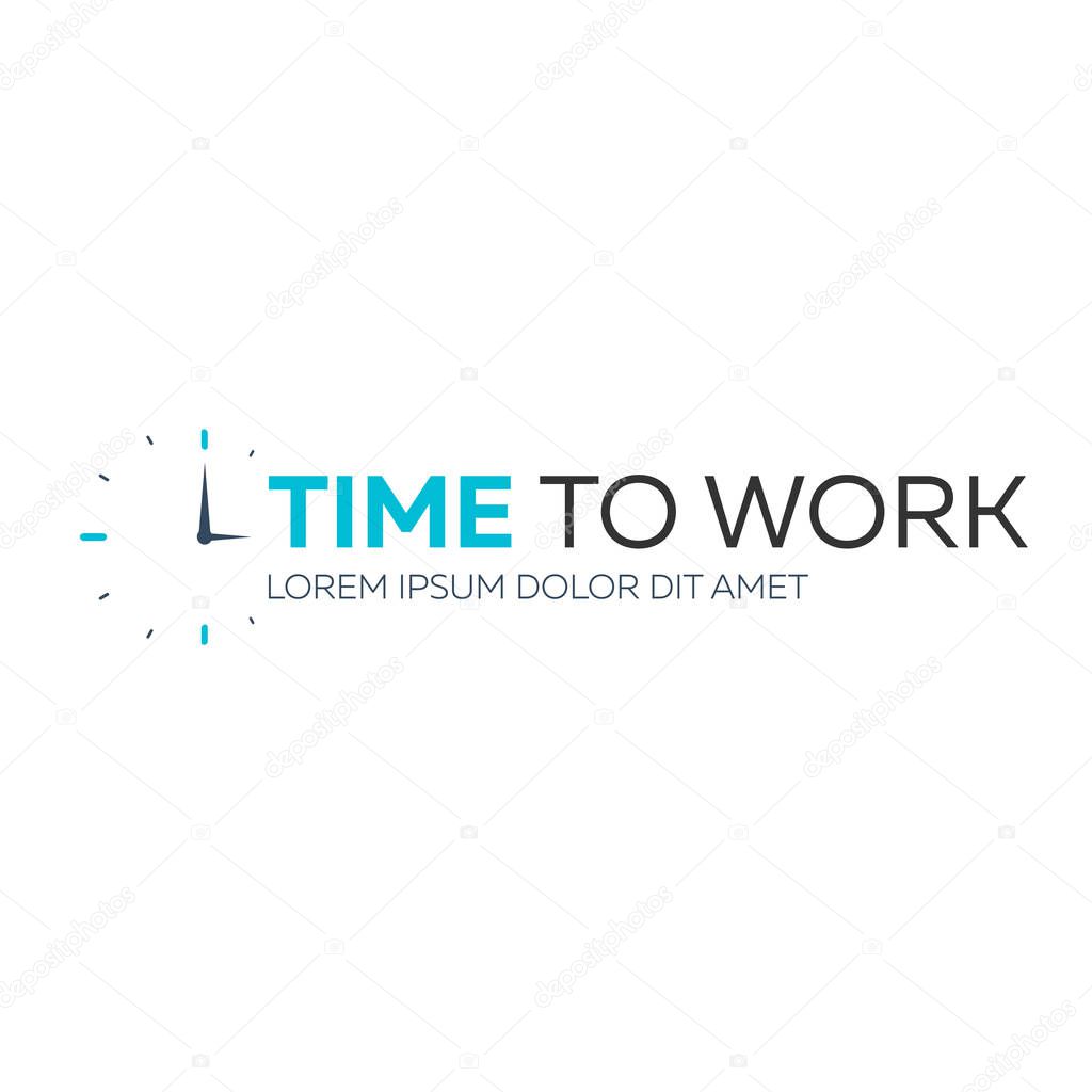 Time to work. Time management. Watch. Vector flat illustration