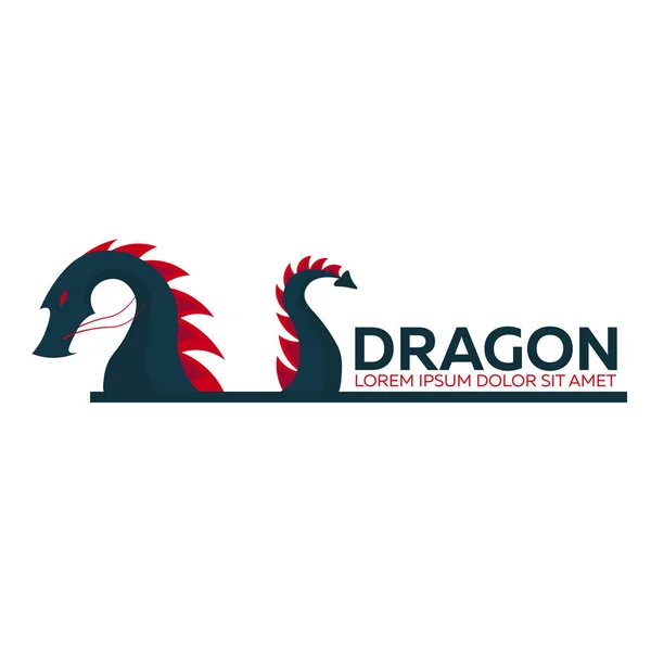 Logo del dragón. Dragón chino. Ilustración plana del vector . — Archivo Imágenes Vectoriales