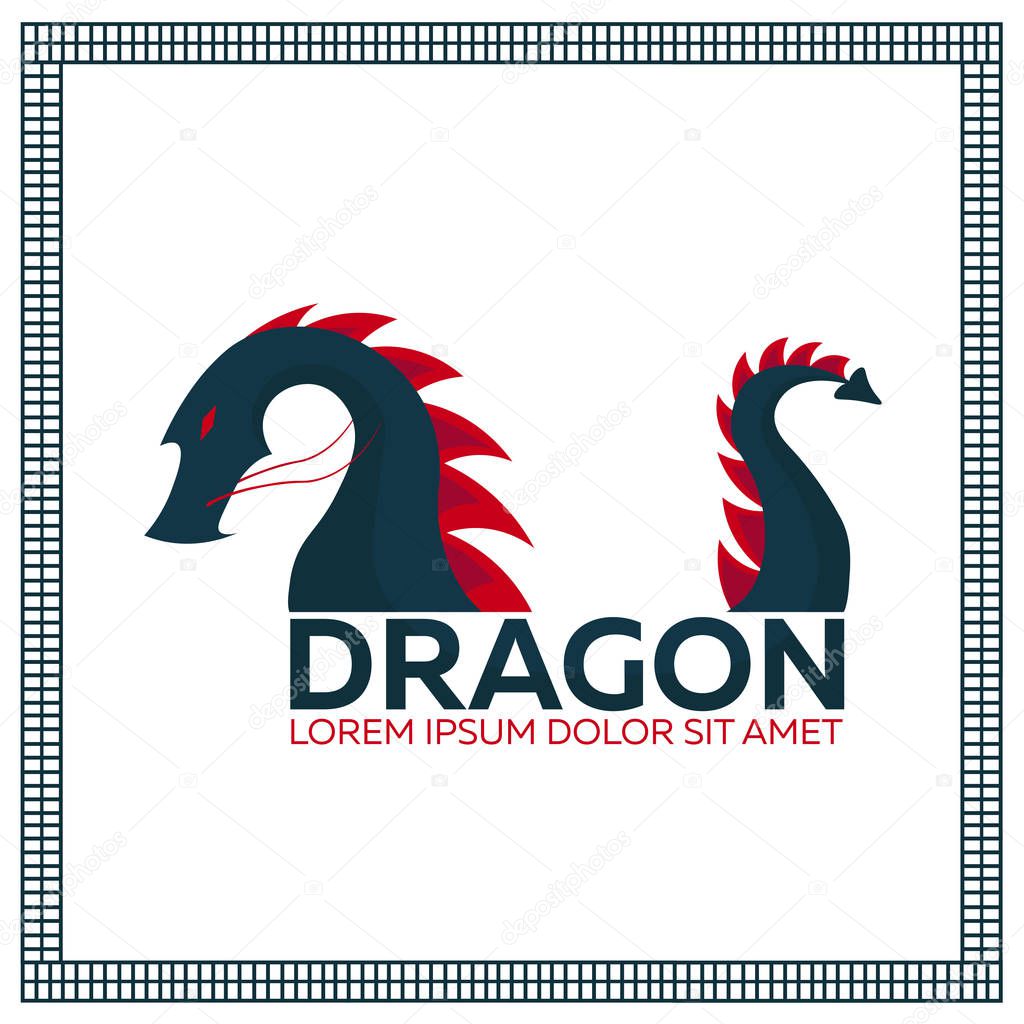 Chinese Traditional Dragon. East Asia. Vector flat illustration.