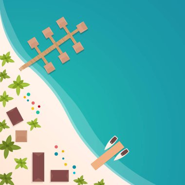 Cennet renkli seyahat. Tropikal plaj. En iyi cruise. Vektör düz işiniz için banner.