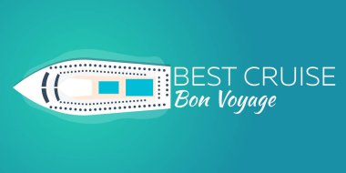 En iyi cruise. Cennet renkli seyahat. En iyi cruise. Vektör düz işiniz için banner.
