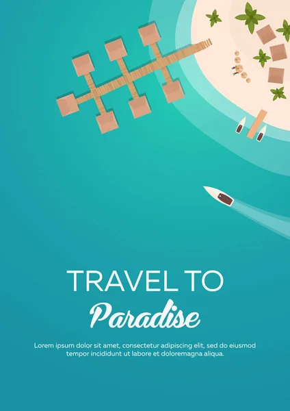 Colorido viaje al paraíso. Playa tropical. El mejor crucero. Banner plano vectorial para su negocio . — Archivo Imágenes Vectoriales
