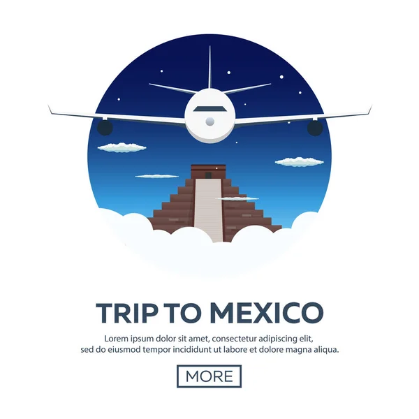Reizen naar Mexico. Amerika. Chichen Itza. Vectorillustratie. — Stockvector