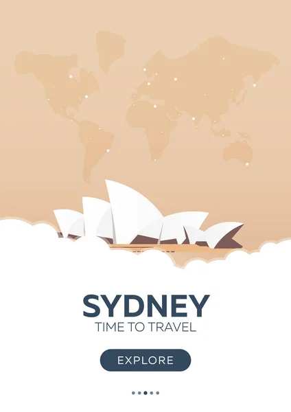 En Australia. Sydney. Tiempo para viajar. Cartel de viaje. Ilustración plana del vector . — Vector de stock