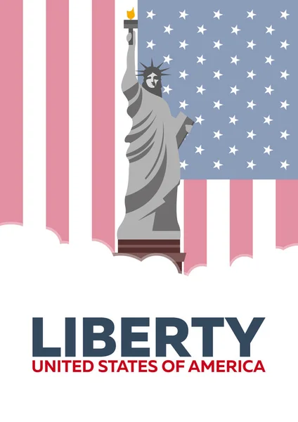 Liberty. Άγαλμα της ελευθερίας. ΗΠΑ. Σημαία. Εικονογράφηση διάνυσμα. — Διανυσματικό Αρχείο