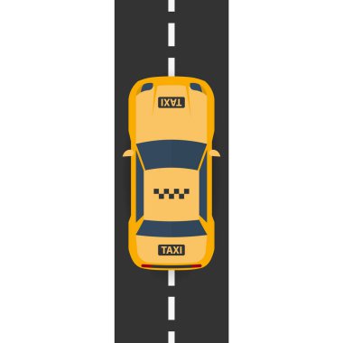 Taksi hizmeti. Taksi araba. Vektör düz çizim.