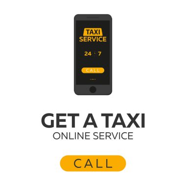 Taksi hizmeti. Hareket eden app için rezervasyon hizmeti. Taksi araba. Vektör düz çizim.