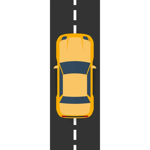 Concepto de tráfico de carretera con coches de vista superior en carretera asfaltada. Ilustración plana del vector . — Vector de stock