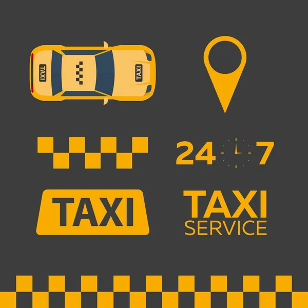 Набір служб таксі. Автомобіль таксі. Векторні плоскі ілюстрації . — стоковий вектор