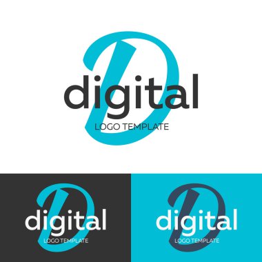 Digital logosu. D harfi logosunu görmeniz gerekir. Vektör logo şablonu. Logo kavramı.