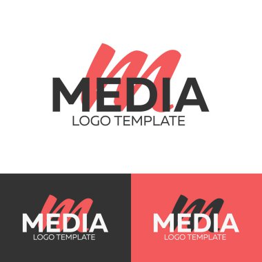 Medya logosunu görmeniz gerekir. Harf M logosu. Vektör logo şablonu. Logo kavramı.