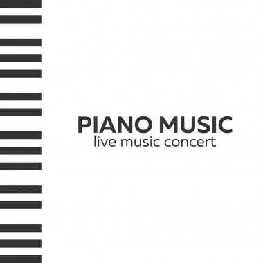 Piyano konseri afiş tasarımı. Canlı müzik konser. Piyano tuşları. Vektör çizim.