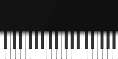 Piyano konseri afiş tasarımı. Canlı müzik konser. Piyano tuşları. Vektör çizim.