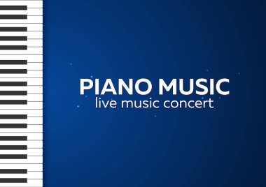 Piyano konseri afiş tasarımı. Canlı müzik konser. Piyano tuşları. Vektör çizim.