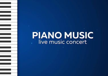Piano concert poster design. Live music concert. Piano keys. Vector illustration. clipart