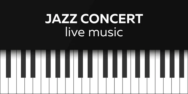 Jazz concert poster design. Live music concert. Piano keys. Vector illustration. — Stock Vector