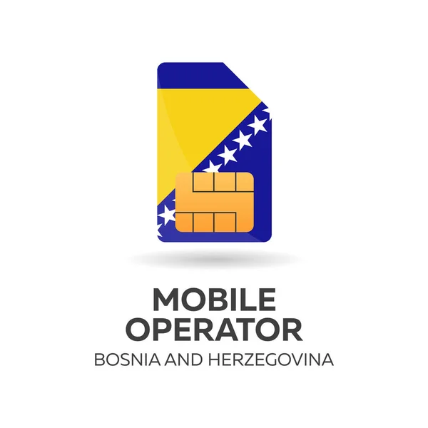 Bosnië en Herzegovina mobiele operator. SIM-kaart met vlag. Vectorillustratie. — Stockvector