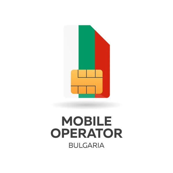 Bulgarije mobiele operator. SIM-kaart met vlag. Vectorillustratie. — Stockvector