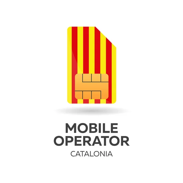 Catalonia mobiloperatör. SIM-kort med flagga. Vektorillustration. — Stock vektor