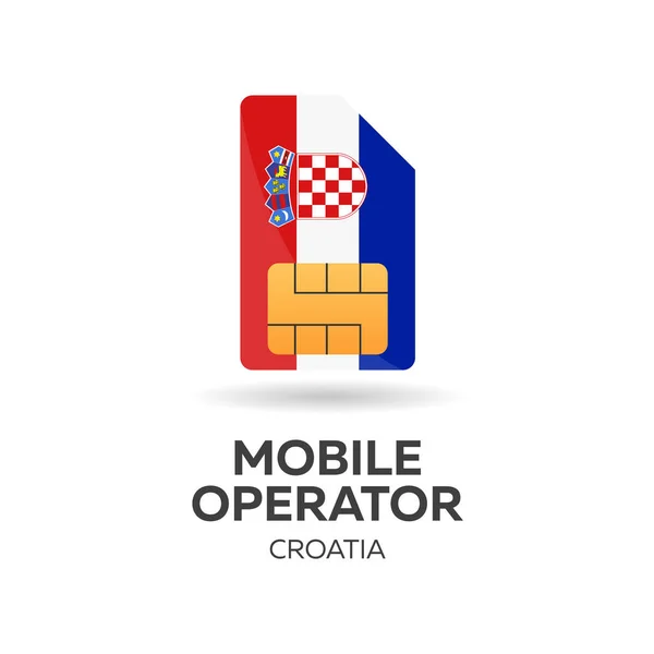 Kroatië mobiele operator. SIM-kaart met vlag. Vectorillustratie. — Stockvector