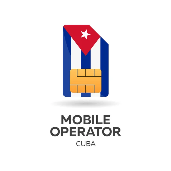 Cuba operador móvel. Cartão SIM com bandeira. Ilustração vetorial . — Vetor de Stock