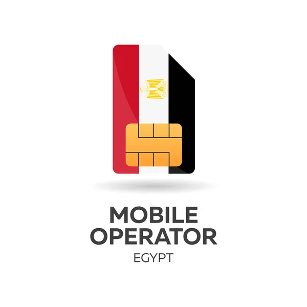 Operator mobile Mesir. Kartu SIM dengan bendera. Ilustrasi vektor . - Stok Vektor