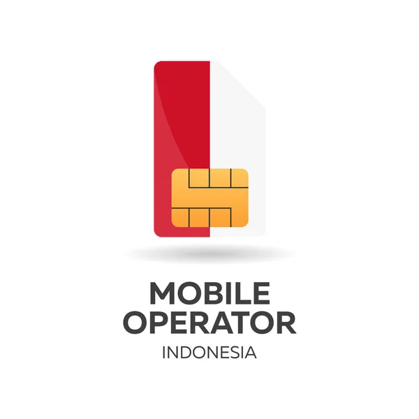 Operator mobile Indonesia. Kartu SIM dengan bendera. Ilustrasi vektor . - Stok Vektor