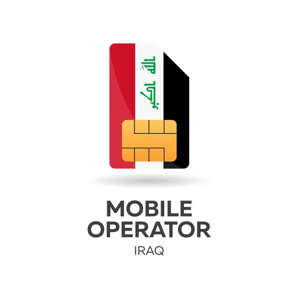Operator komórkowy w Iraku. Karty SIM z flagą. Ilustracja wektorowa. — Wektor stockowy