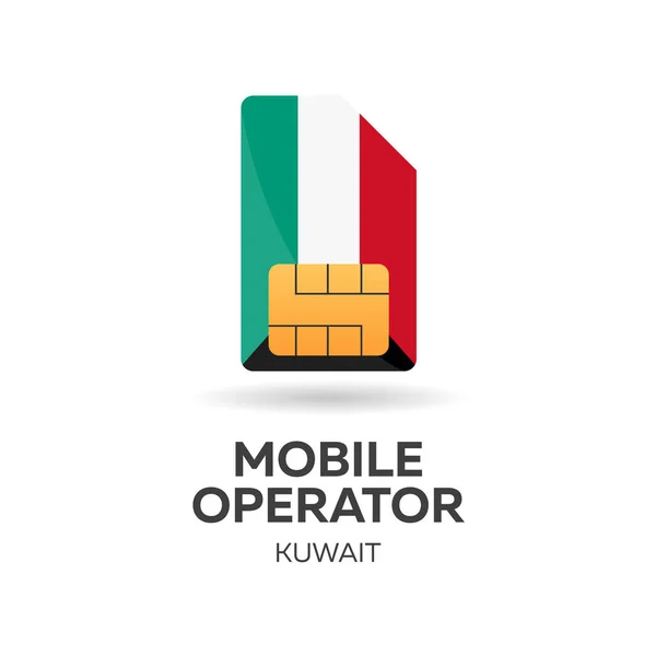 Kuwait mobile operator. SIM card with flag. Vector illustration. — Stock Vector