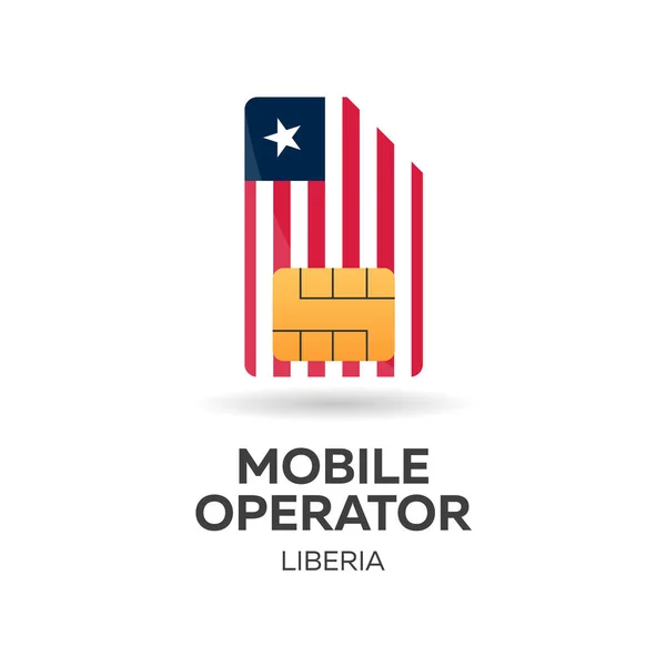 Operadora móvel Libéria. Cartão SIM com bandeira. Ilustração vetorial . — Vetor de Stock