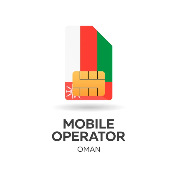 Oman mobile operator. SIM card with flag. Vector illustration. — Stock Vector