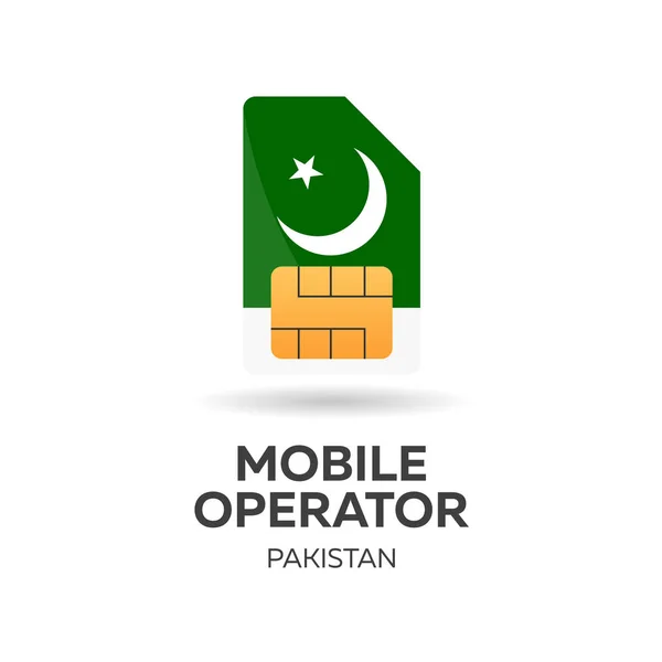 Pakistan mobile operator. SIM card with flag. Vector illustration. — Stock Vector