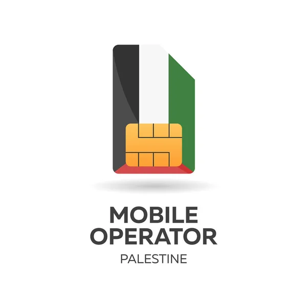 Palestina operatore mobile. Scheda SIM con bandiera. Illustrazione vettoriale . — Vettoriale Stock