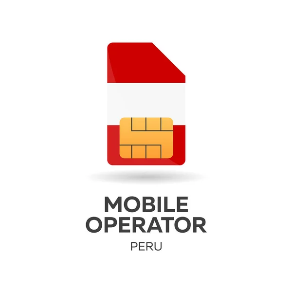 Peru mobilní operátor. SIM karta s vlajkou. Vektorové ilustrace. — Stockový vektor