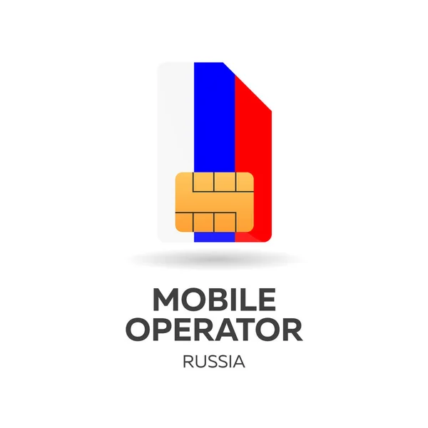 Oroszország mobilszolgáltató. SIM-kártya a zászlót. Vektoros illusztráció. — Stock Vector
